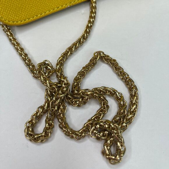 Shoulder Mini Tote Bag Purse Gold Chain Mustard Yellow Women’s #577 - Picture 11 of 12